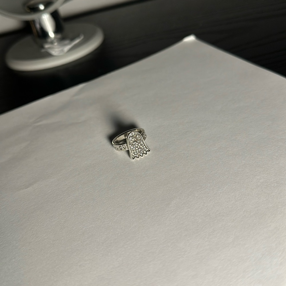 Gucci Silver & Diamond Ghost Charm Ring